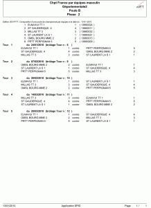 Calendrier Départementale 2 Poule B