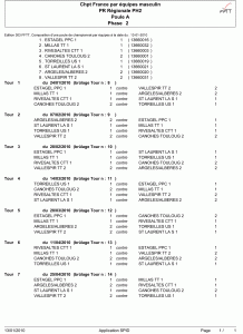 Calendrier Pré-Régionale