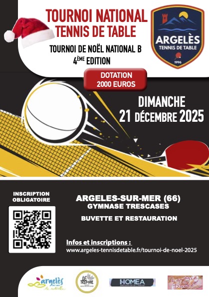 Affiche tournoi de Noël National Argelès